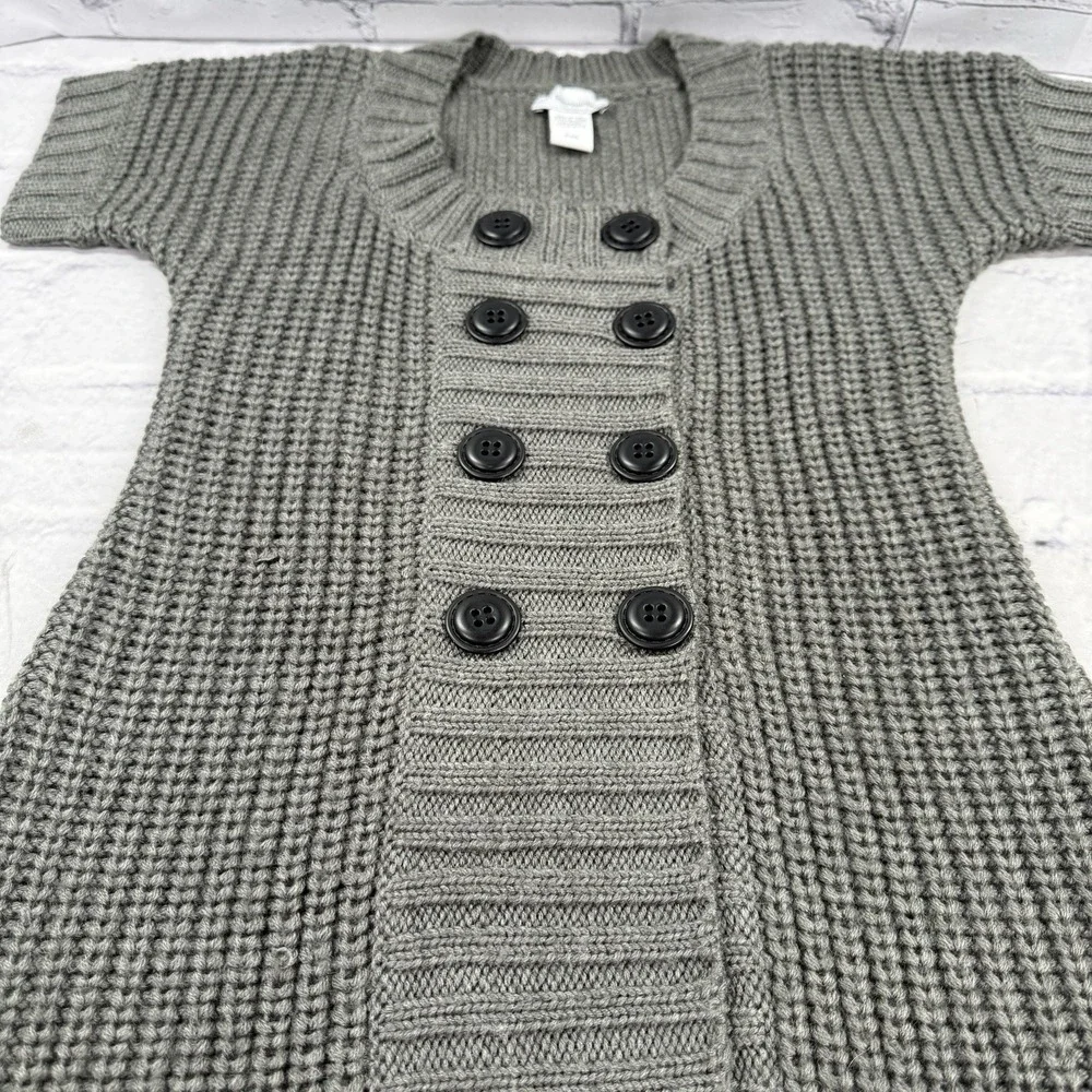 Soft‎ Surroundings City Sweater Tunic Size PXS Wool Blend Double Breasted Gray